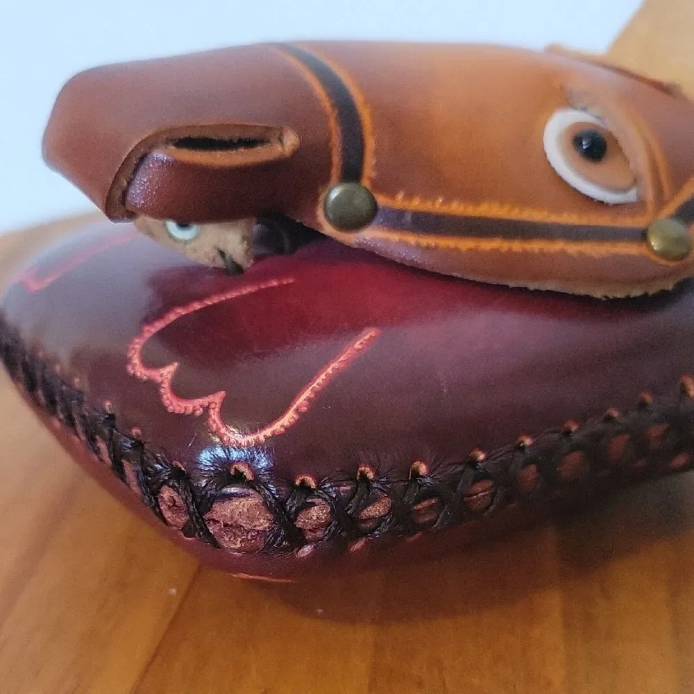 Unique Brown Leather Animal Design Clutch